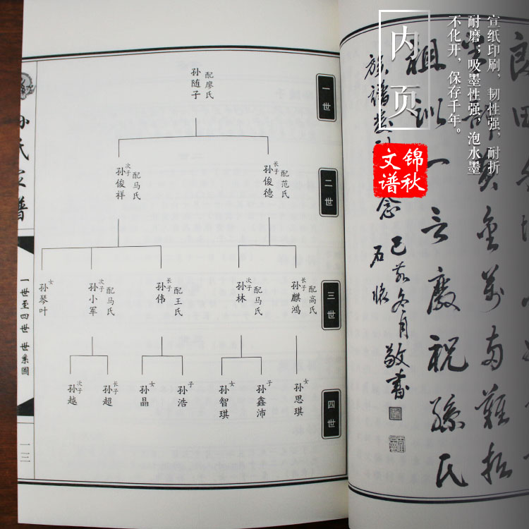 甘肅省禮縣寬川鄉(xiāng)大樹村孫氏家譜宣紙內(nèi)頁